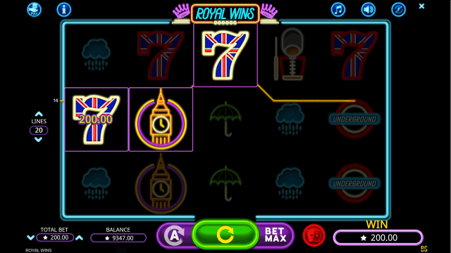 Игровой интерфейс Royal Wins 10